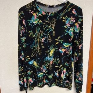 Leota top sz M black with multi print